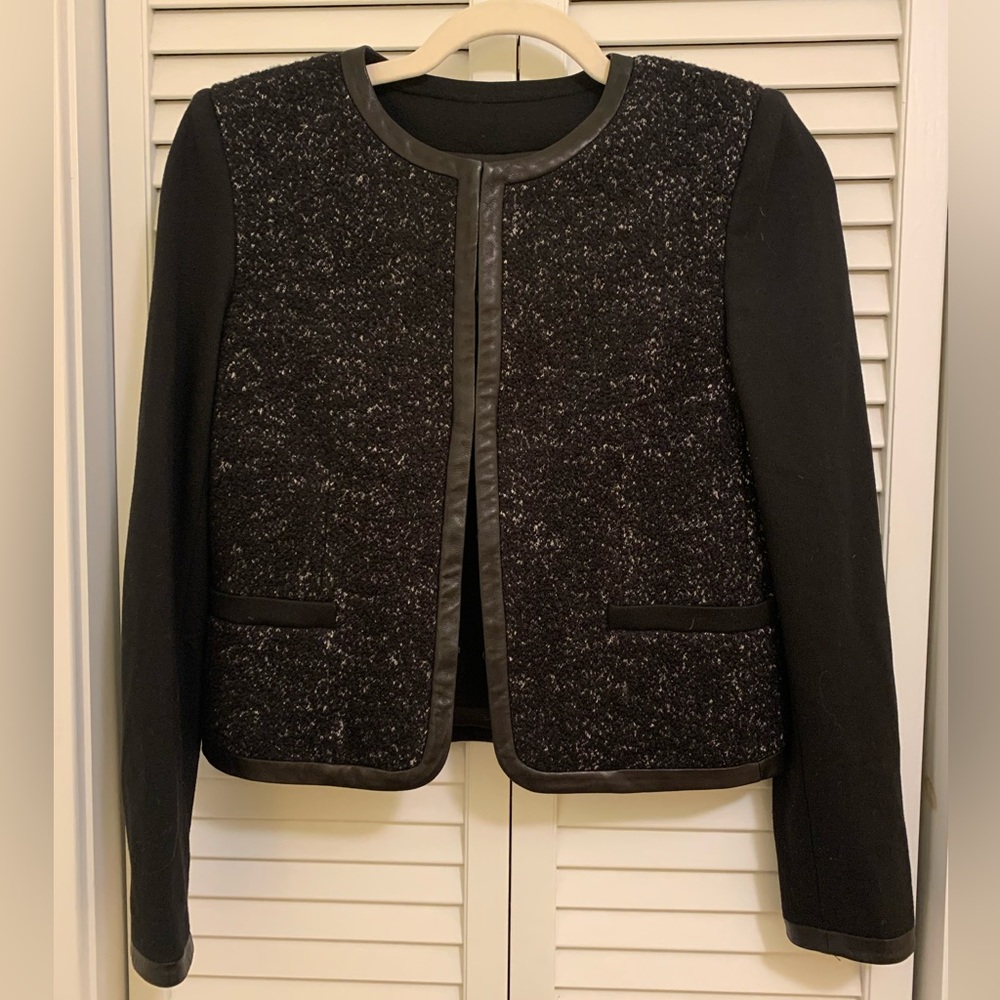 Alice + Olivia leather trim jacket size XS